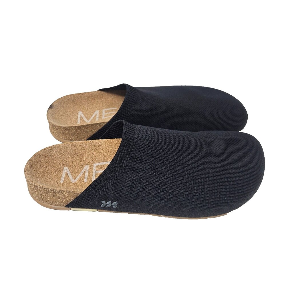 MESSAGE Henning Mules Clogs Black Minimalist Recovery Cork Vegan EU 39 US 8, 8.5